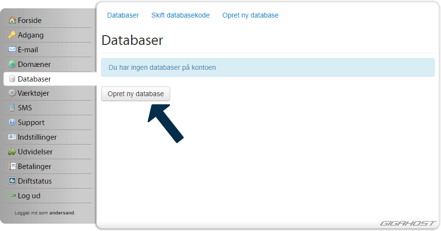 Opret database
