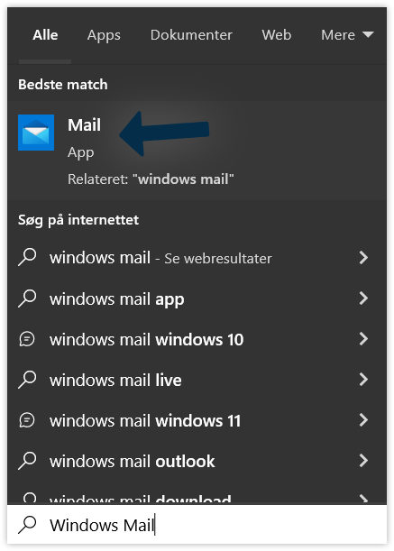 Søg efter Windows Mail