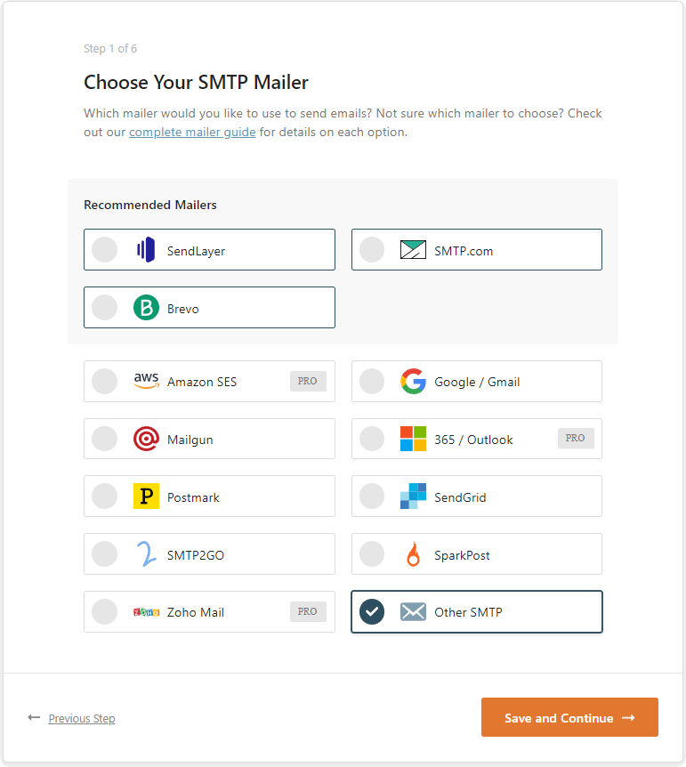 wp mail choose smtp mailer